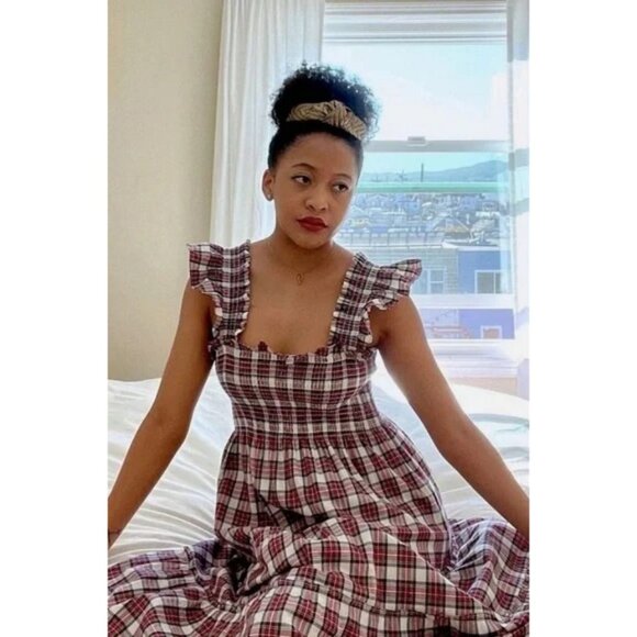 💕HILL HOUSE💕 Ellie Nap Dress ~ Multi-Color Tartan Plaid Print Large - Picture 3 of 16